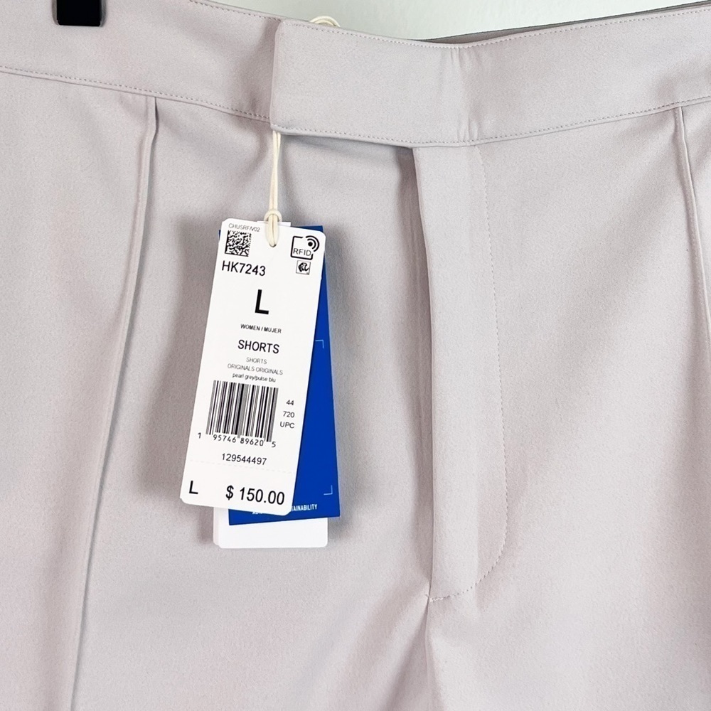 NWT Adidas Blue Version High Waisted Pintuck Shorts in Grey/Blue - Picture 6 of 10